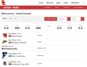 2026 Varsity Schedule